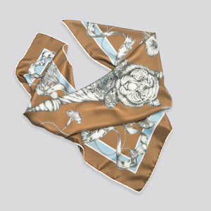 NEW! Totem Tiger Mini Silk Scarf in Cappuccino