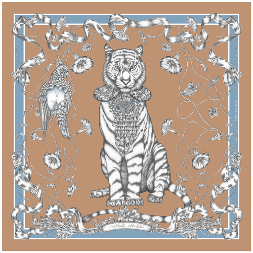 NEW! Totem Tiger Mini Silk Scarf in Cappuccino