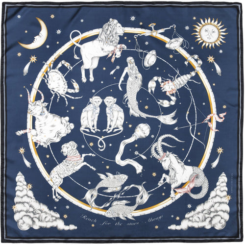 Astrology Silk Scarf Blue - Emma Fällman Stockholm