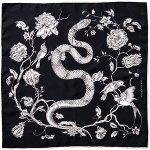 Totem Snake Mini Silk Scarf Black