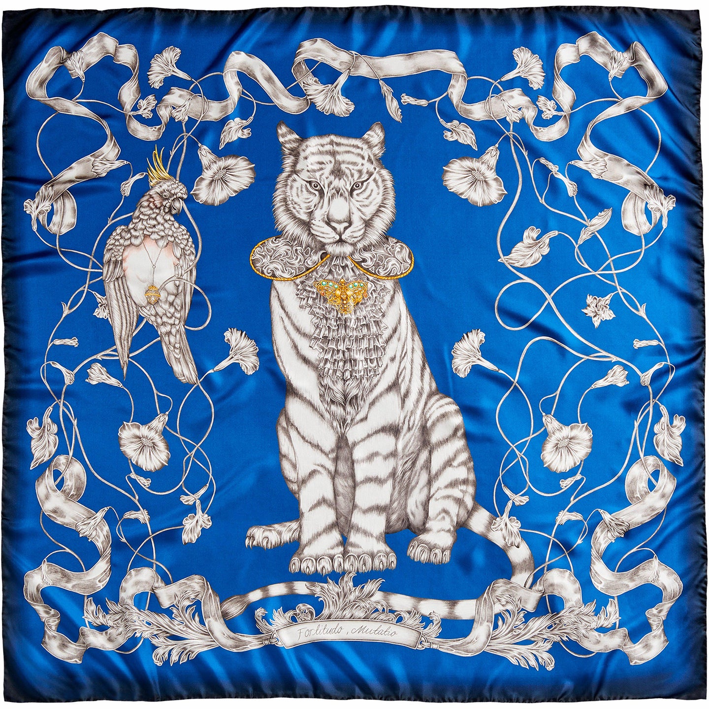 Totem Tiger Silk Scarf Blue - Emma Fällman Stockholm